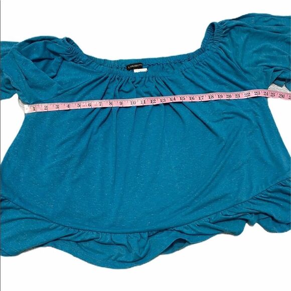 Lane Bryant Off The Shoulder Ruffle‎ Top Blue 26/28 - Picture 4 of 10